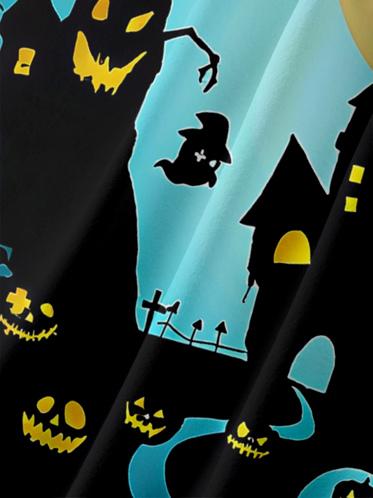 Moisture Wicking Halloween Witch Castle Chest Pocket Hawaiian Shirt