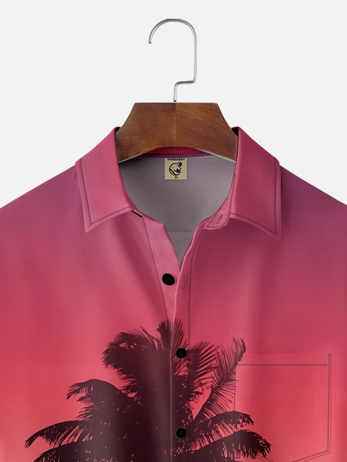 Moisture-wicking Palm Tree Chest Pocket Hawaiian Shirt
