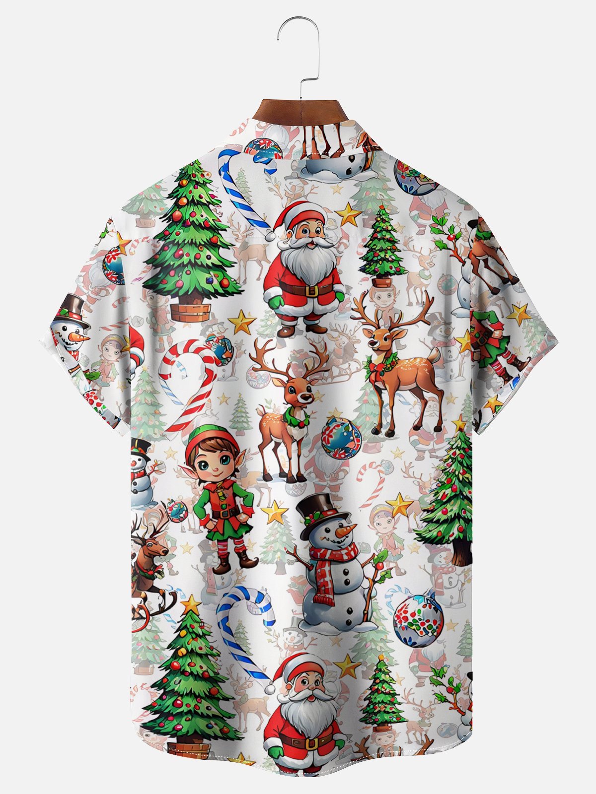 Moisture-Wicking Christmas Elf Christmas Tree Elk Chest Pocket Hawaiian Shirt