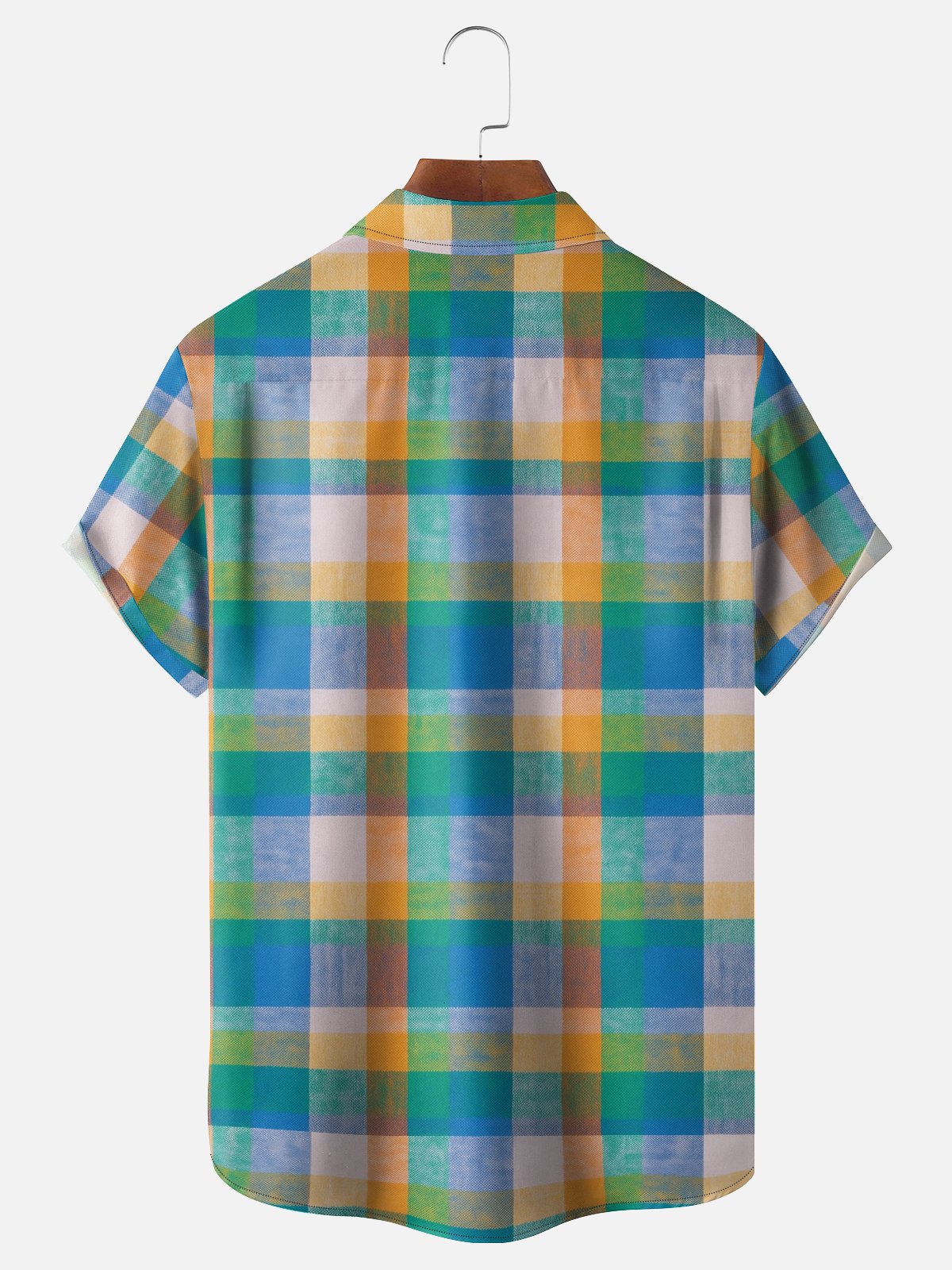 Moisture-Wicking Bartender Uniform With Bigfoot Beer Plaid Chest Pocket Hawaiian Shirt