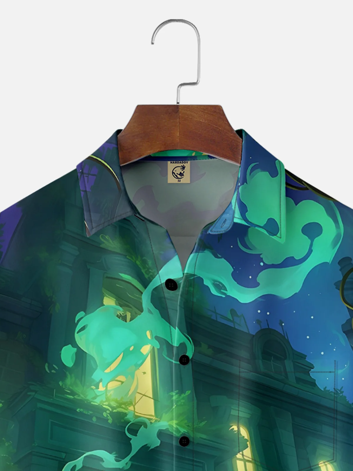Moisture-wicking Halloween Castle Dalmatian Chest Pocket Casual Shirt