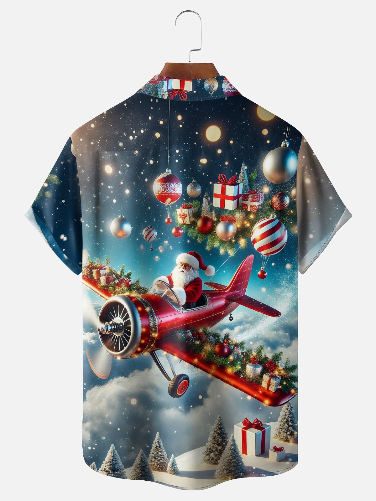 Moisture-wicking Christmas Santa Claus Chest Pocket Holiday Shirt