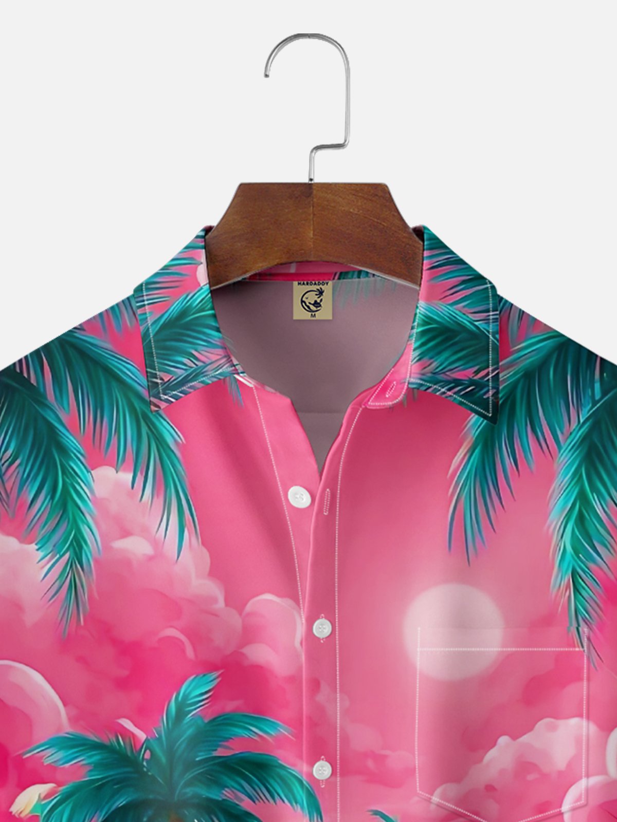 Moisture-wicking Palm Tree Chest Pocket Hawaiian Shirt