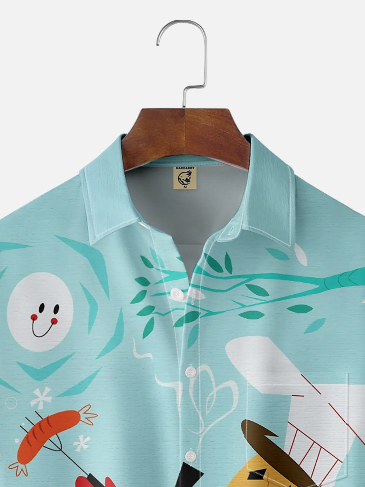 Moisture-wicking Cartoon Chest Pocket Casual Shirt