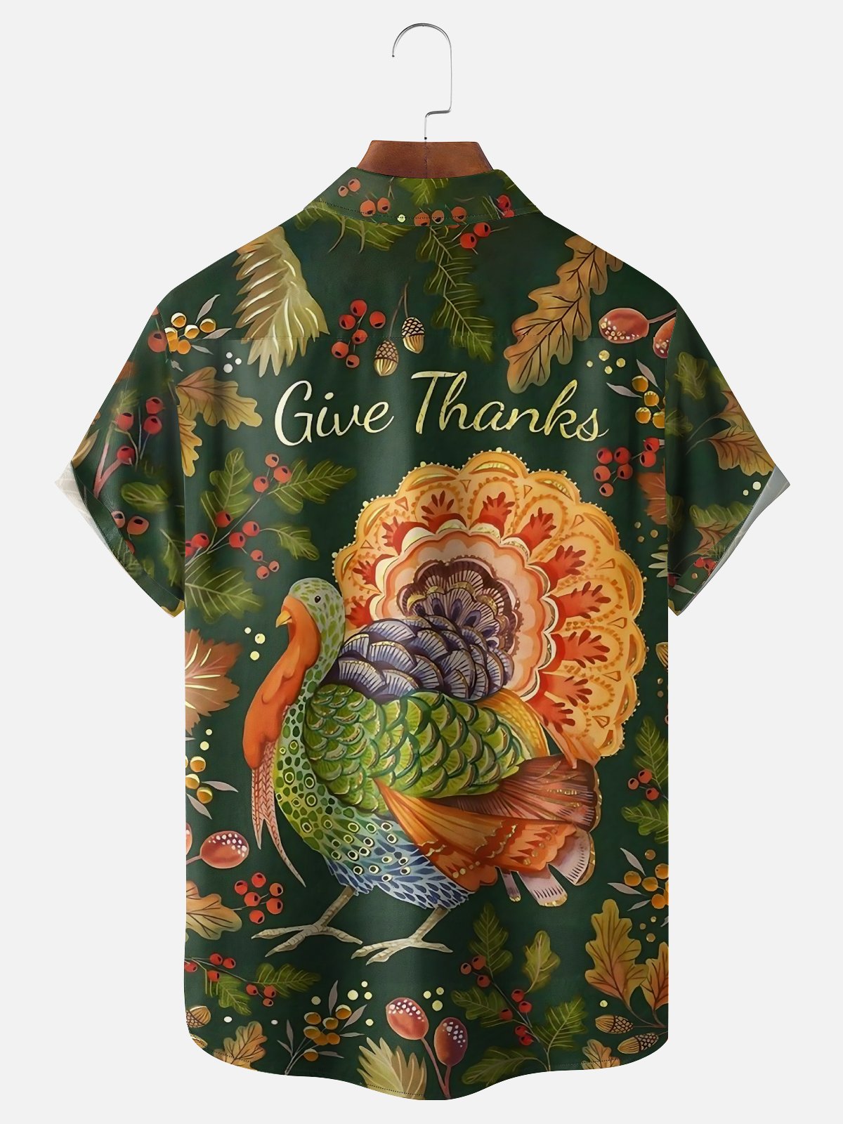 Moisture-wicking Thanksgiving Turkey Vintage Art Chest Pocket Casual Shirt