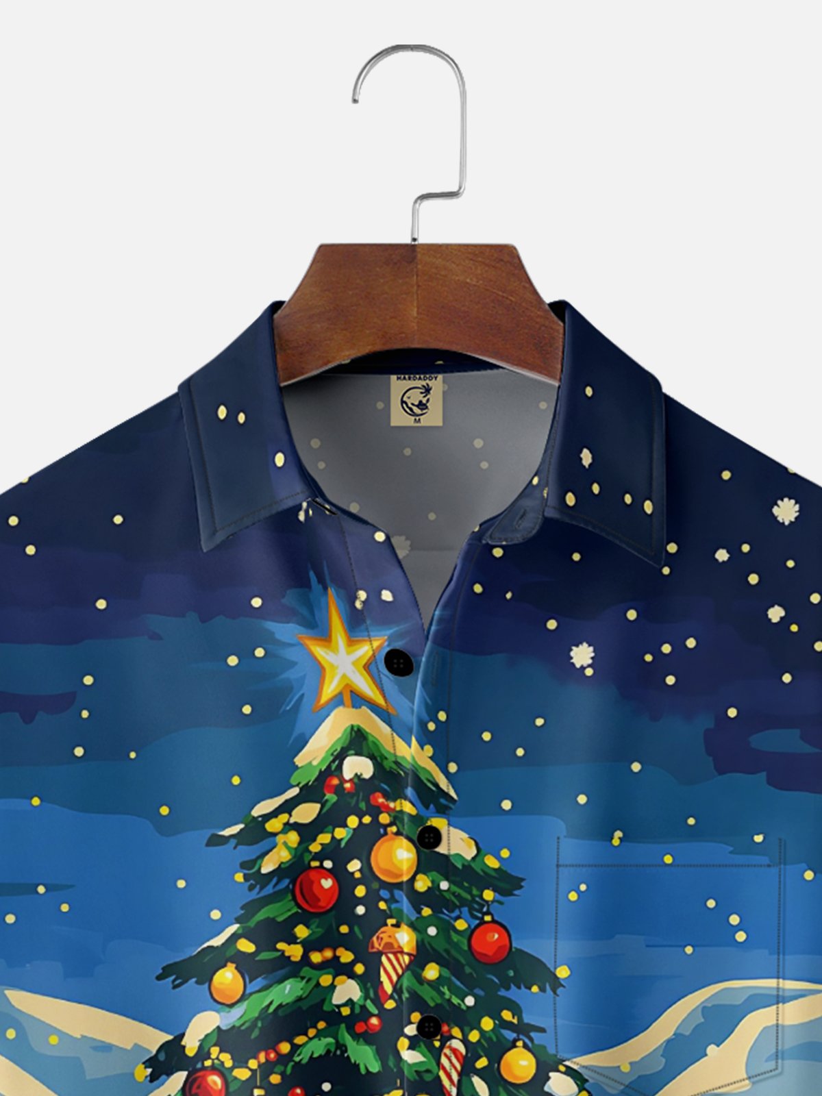 Moisture-wicking Christmas Santa Penguin Chest Pocket Casual Shirt