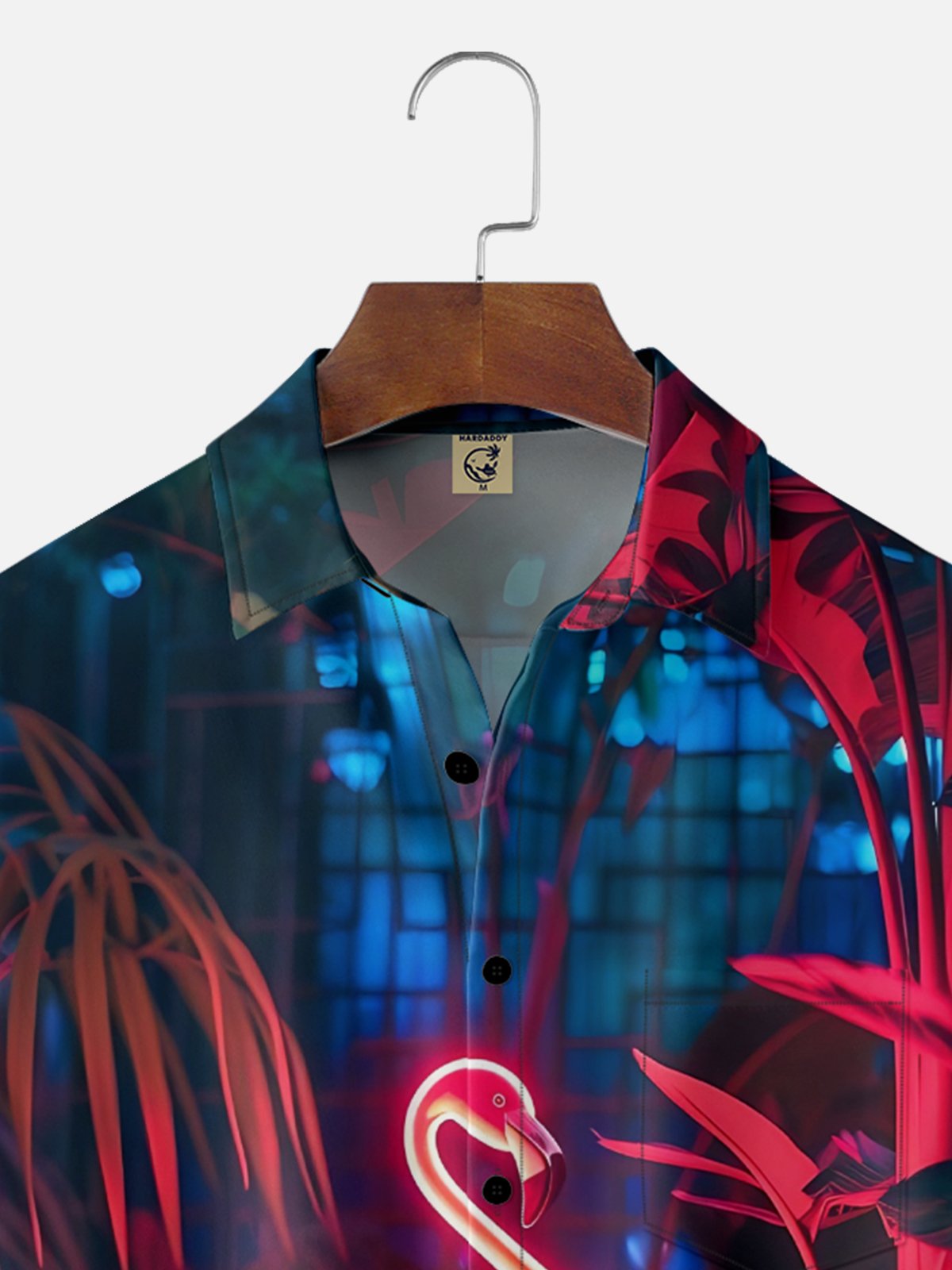 Moisture-wicking Palm Tree Flamingo Chest Pocket Hawaiian Shirt