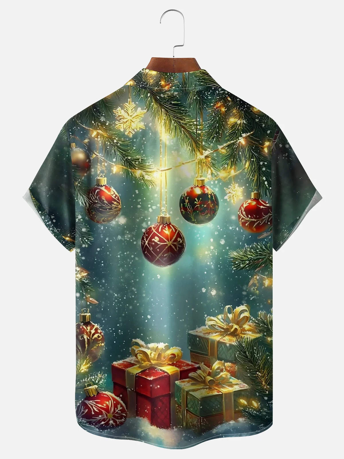 Moisture-wicking Christmas Retro Fun Christmas Tree Chest Pocket Casual Shirt