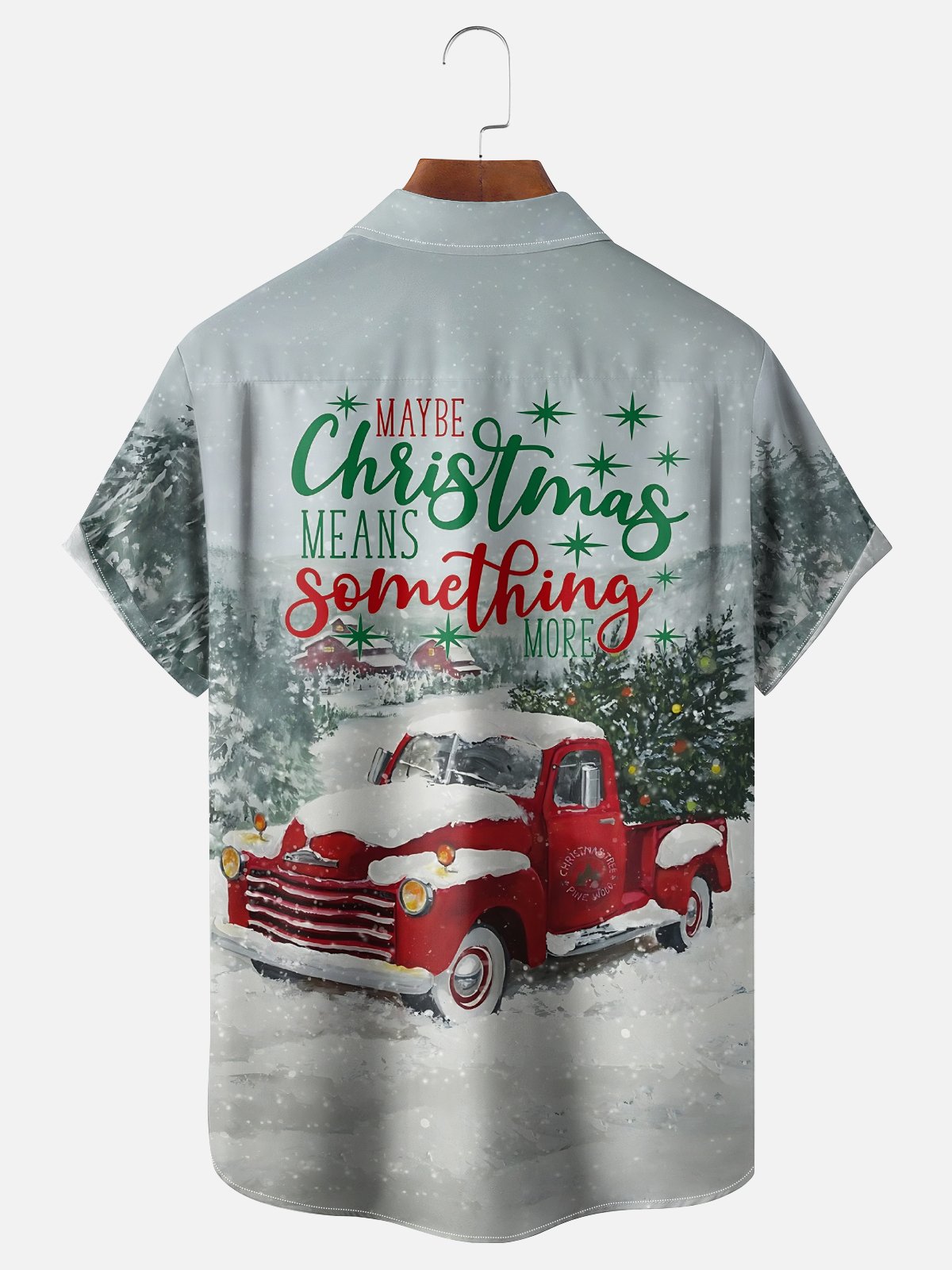 Moisture Wicking Merry Christmas Pickup Trucker Chest Pocket Hawaiian Shirt