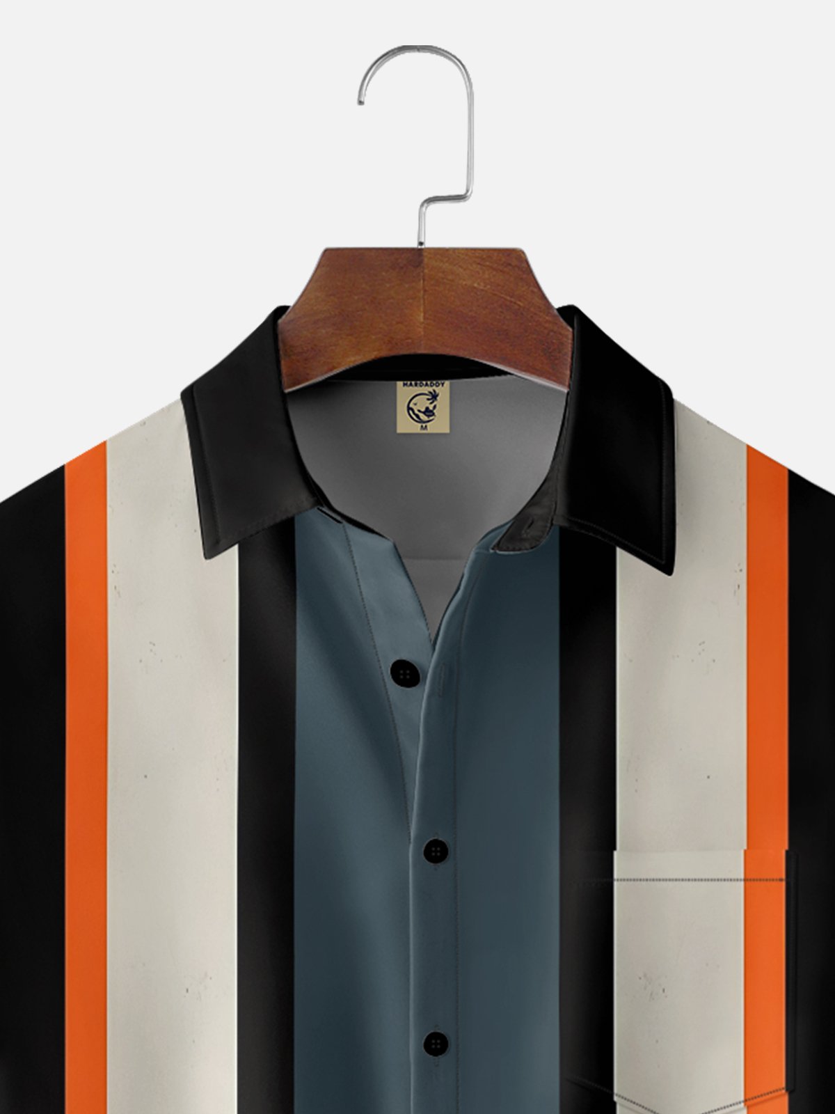 Moisture-wicking Striped Chest Pocket Bowling Shirt