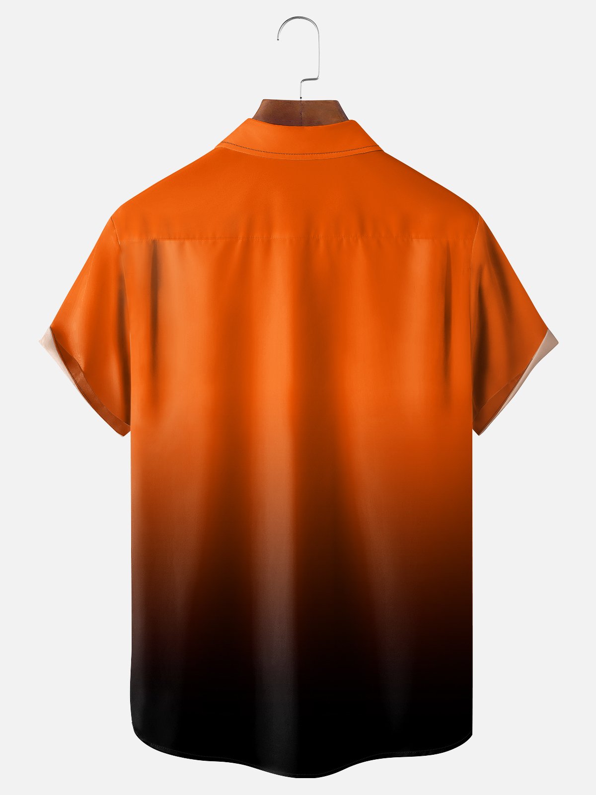 Moisture-wicking Halloween Black Cat Gradient Color Chest Pocket Casual Shirt