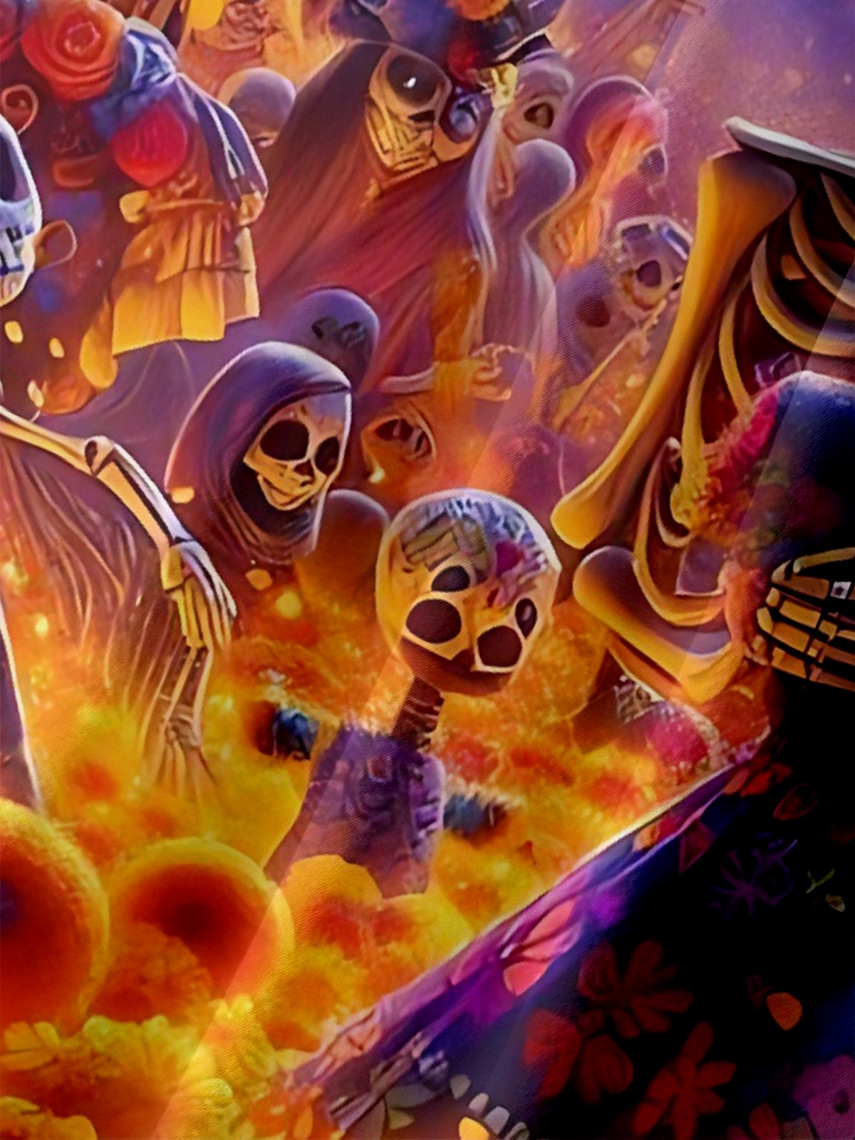 Moisture-wicking Day of the Dead Skeleton Fun Scene Chest Pocket Casual Shirt