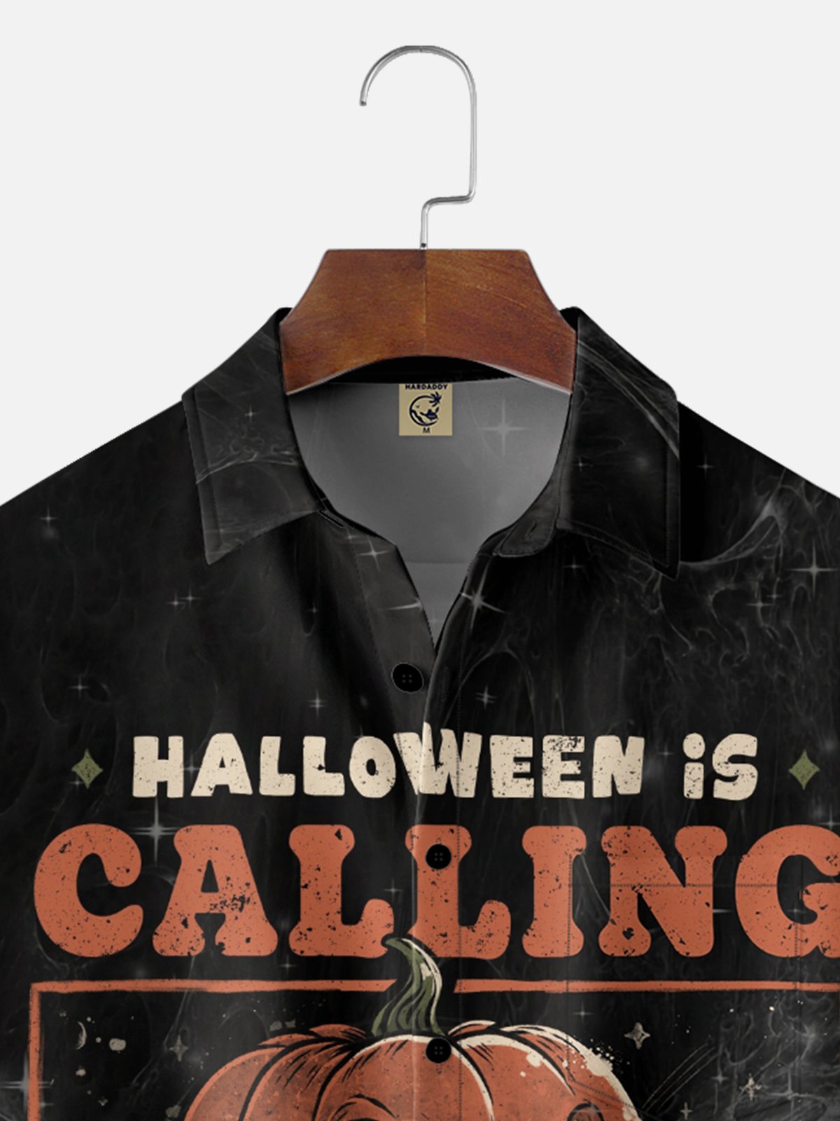 Hardaddy X Eduely Moisture-wicking Halloween Pumpkin Skull Chest Pocket Hawalian Shirt
