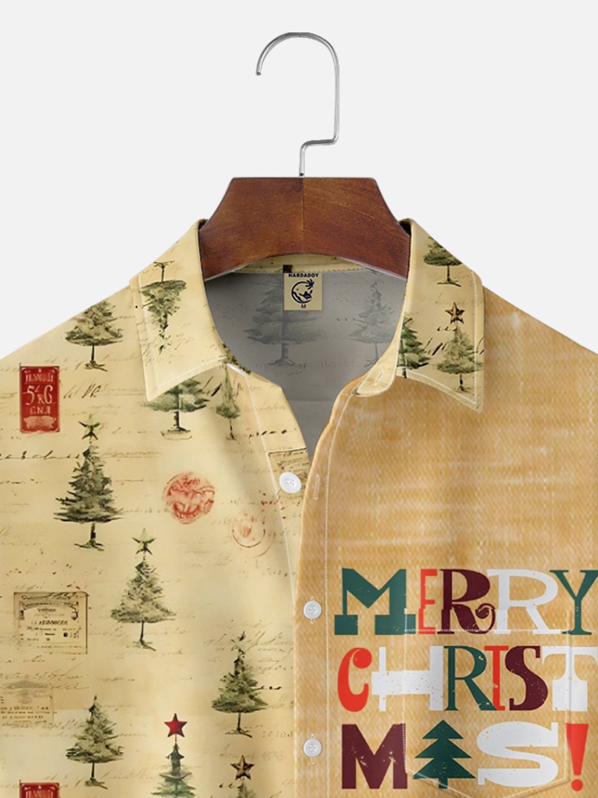 Moisture Wicking Merry Christmas Chest Pocket Hawaiian Shirt