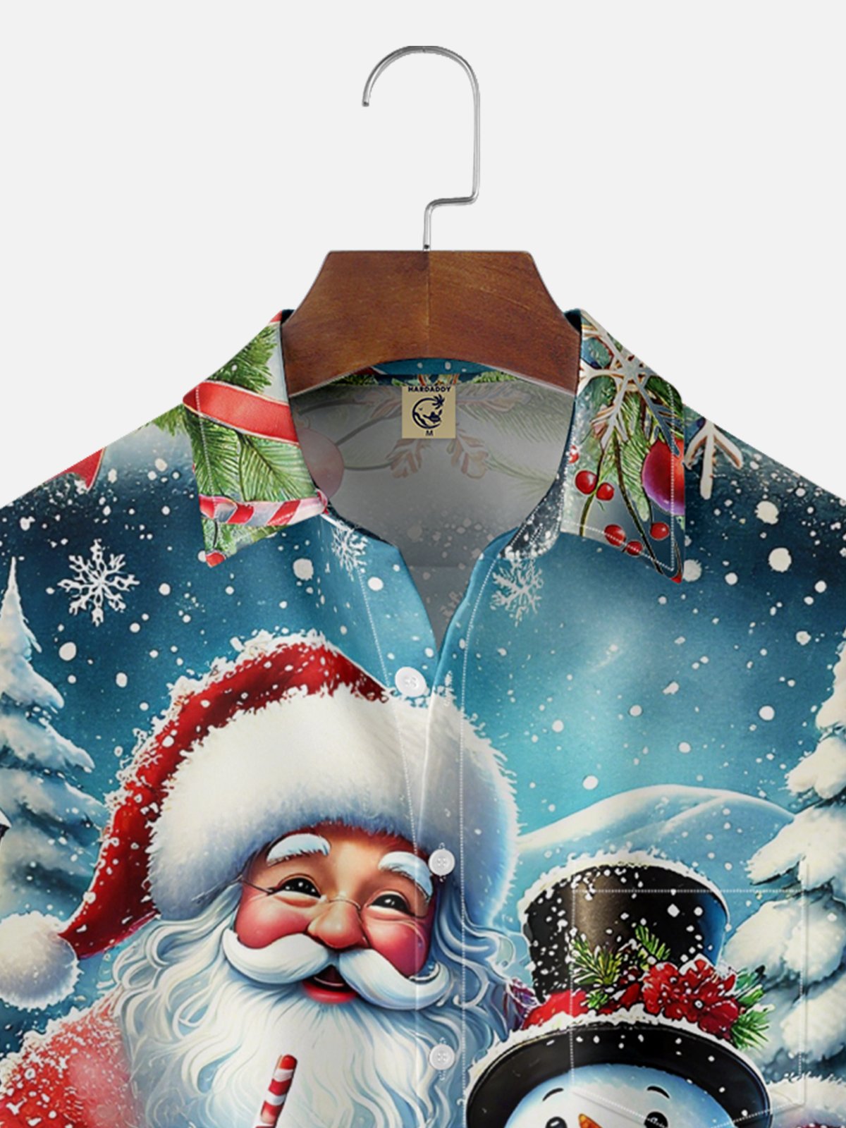 Moisture-wicking Christmas Santa Claus Chest Pocket Casual Shirt