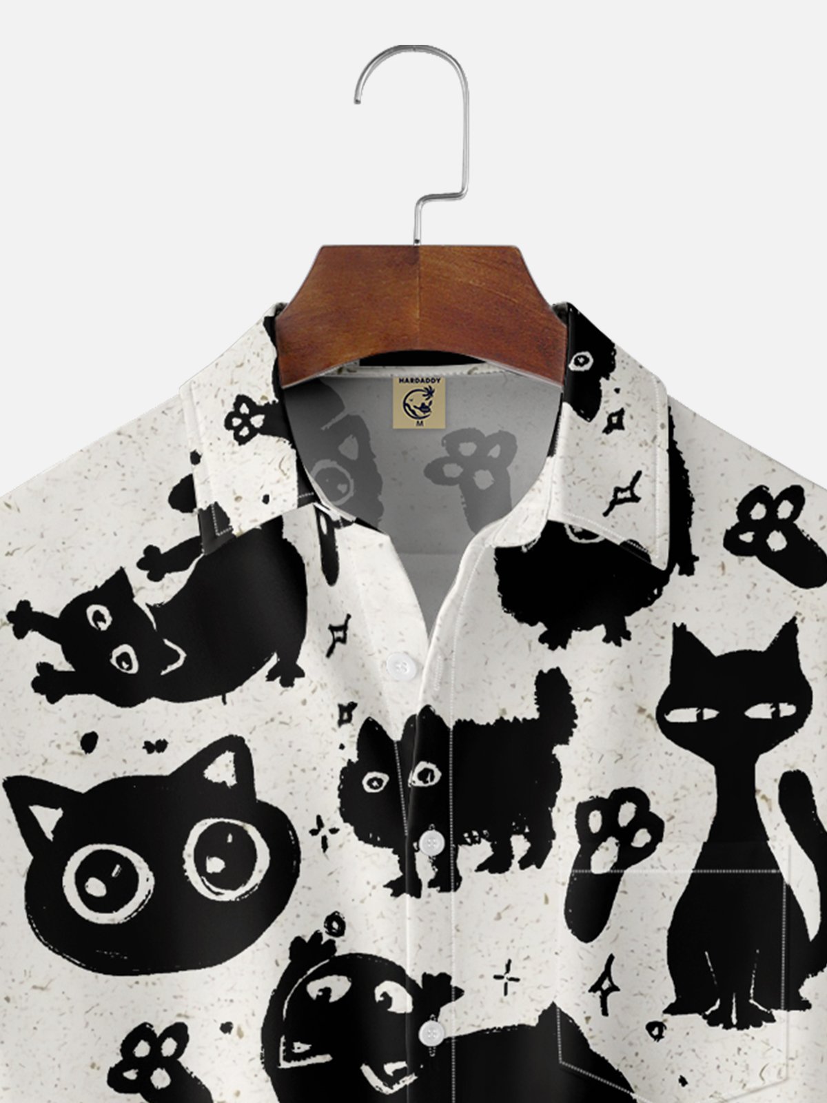 Hardaddy X Eduely Moisture-wicking Cat Cartoon Chest Pocket Hawalian Shirt