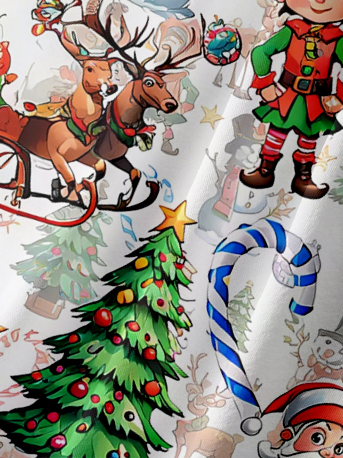 Moisture-Wicking Christmas Elf Christmas Tree Elk Chest Pocket Hawaiian Shirt