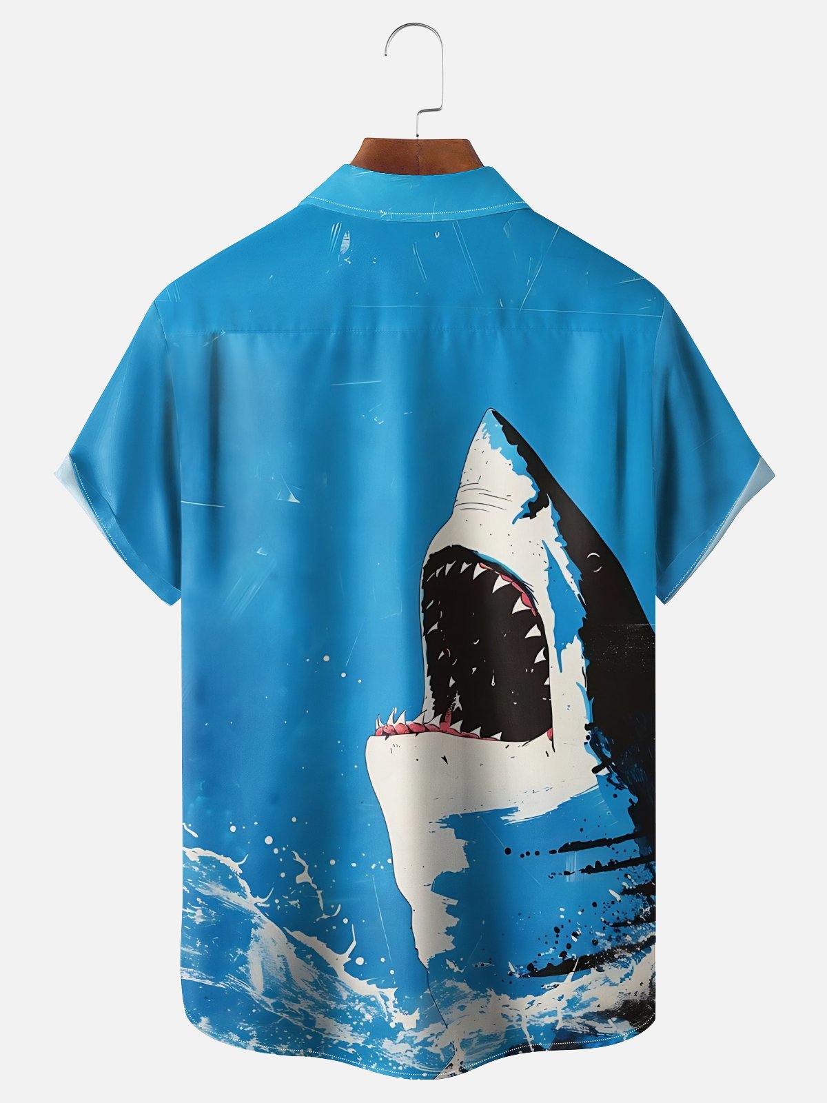 Moisture-wicking Shark Chest Pocket Hawaiian Shirt