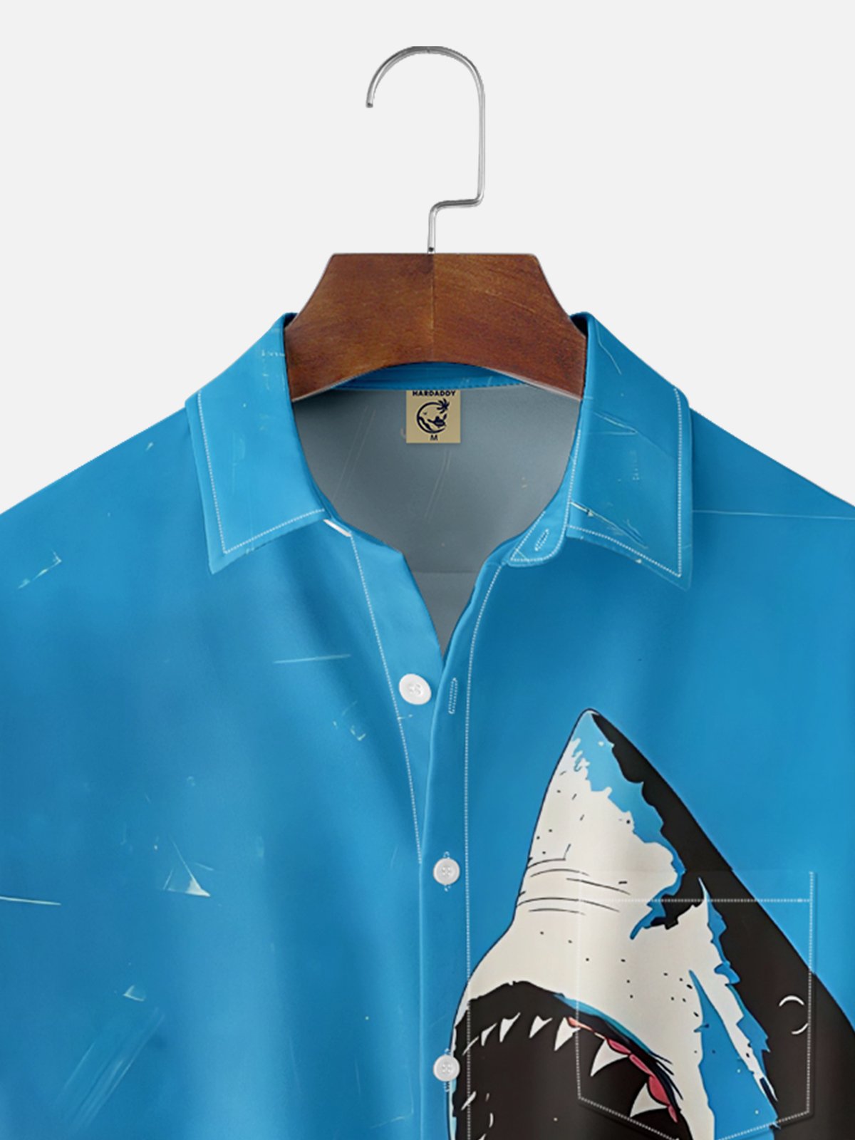 Moisture-wicking Shark Chest Pocket Hawaiian Shirt
