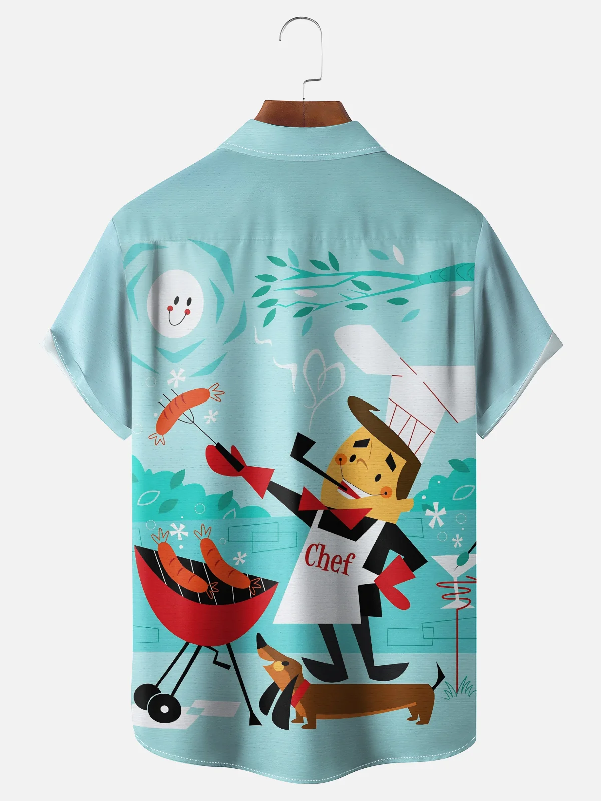 Moisture-wicking Cartoon Chest Pocket Casual Shirt