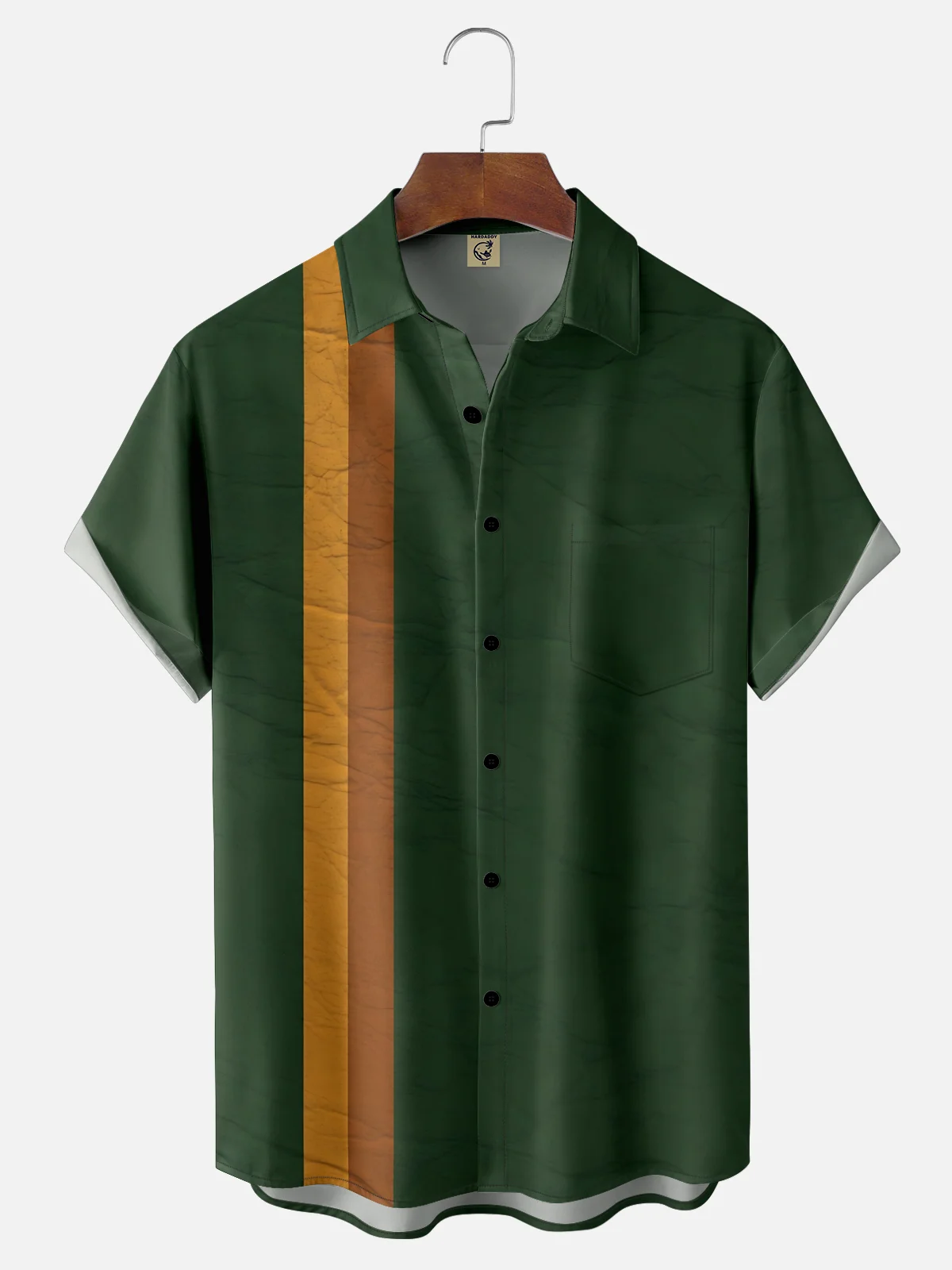 Moisture-wicking Striped Chest Pocket Bowling Shirt