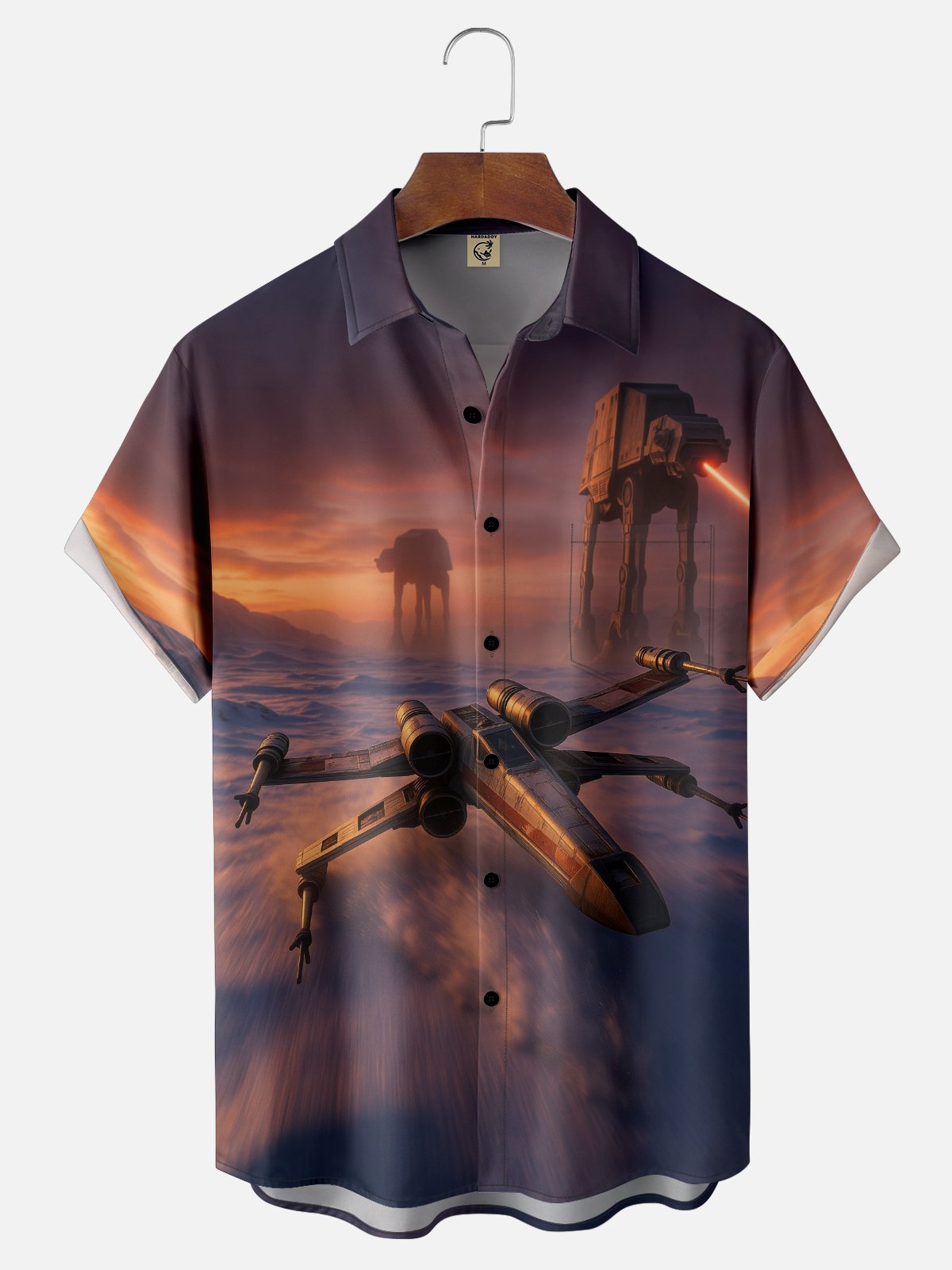 Moisture-wicking Star Spaceship Planets Chest Pocket Casual Shirt