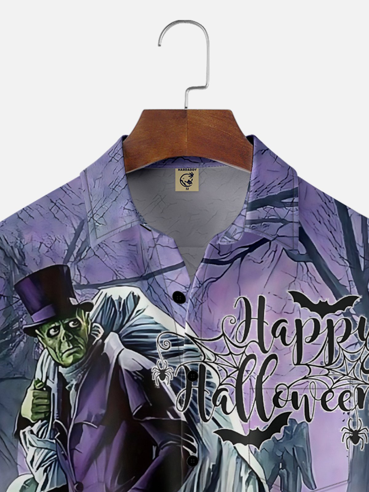 Moisture Wicking Halloween Monster Chest Pocket Hawaiian Shirt