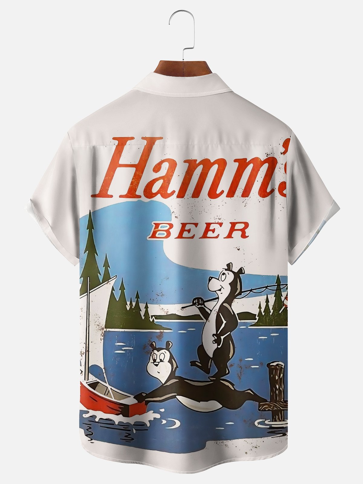 Moisture-wicking Cartoon Beer Chest Pocket Casual Shirt