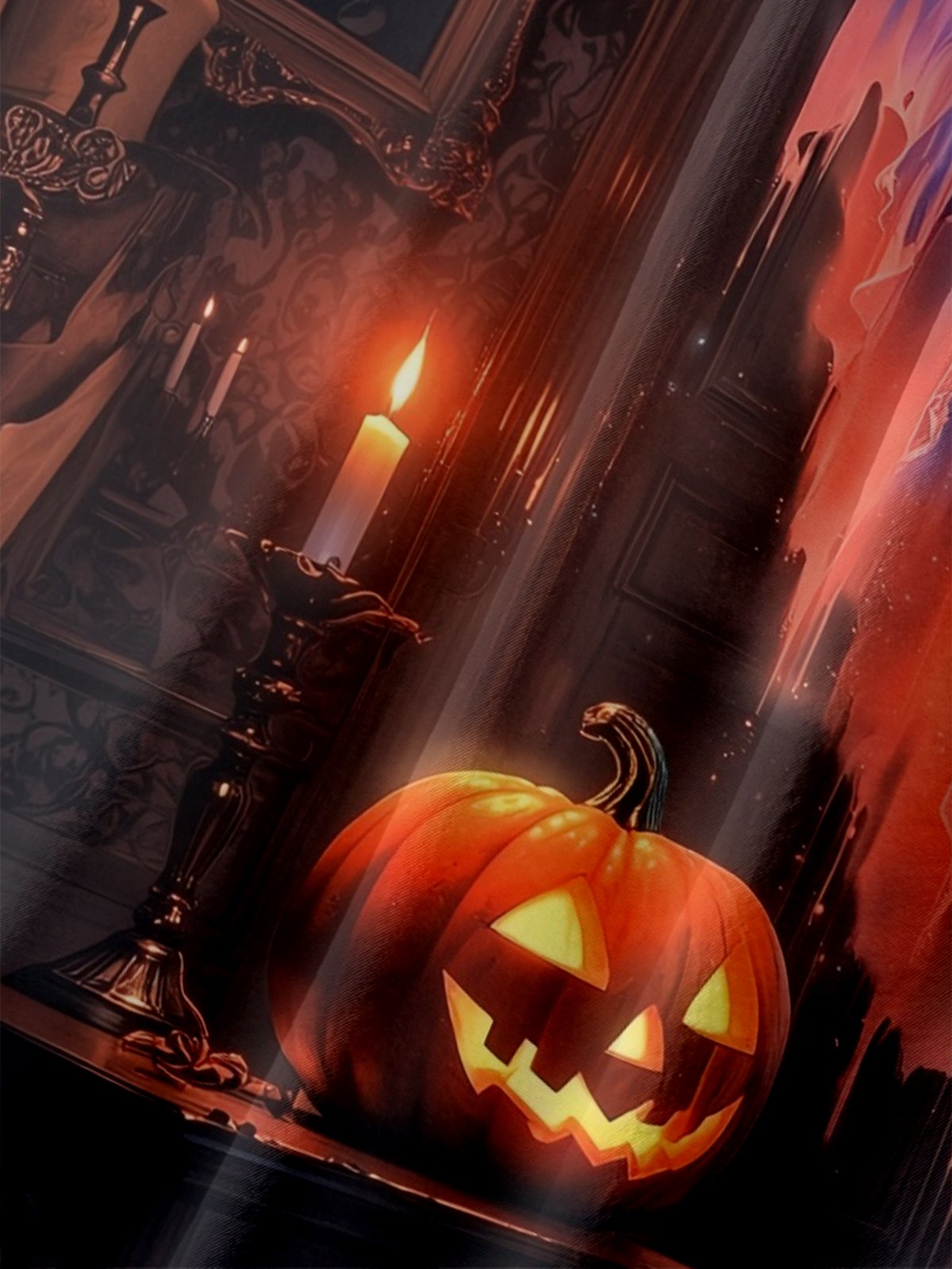 Moisture-wicking Halloween Ghost Pumpkin Castle Chest Pocket Casual Shirt