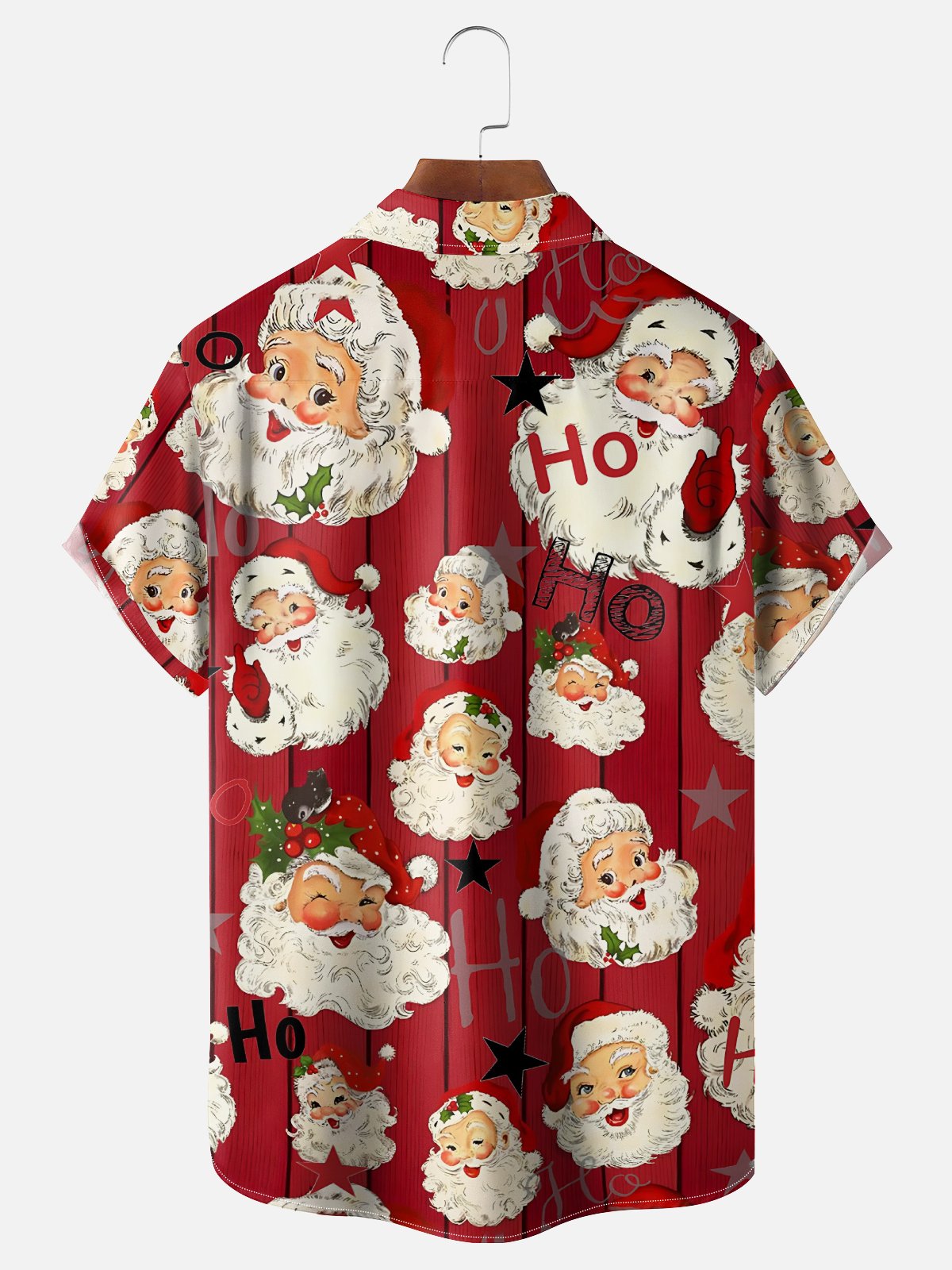 Moisture Wicking Christmas Santa HO Chest Pocket Hawaiian Shirt