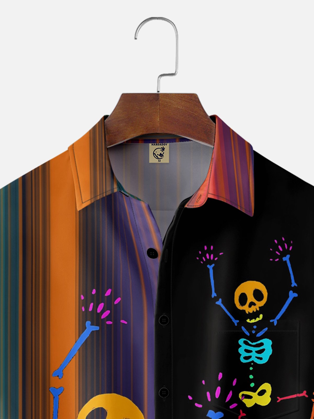 Moisture-wicking Halloween Skeleton Fun Chest Pocket Casual Shirt