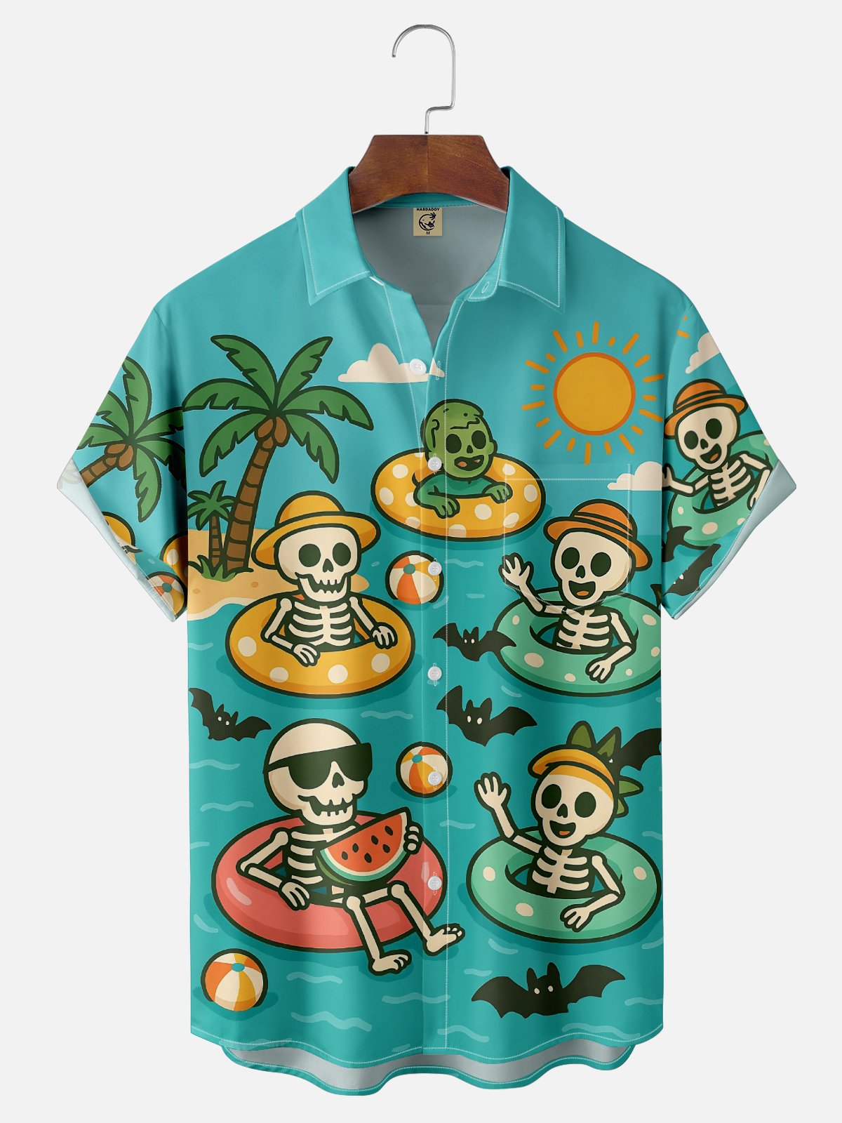 Moisture-wicking Halloween Skull Chest Pocket Casual Shirt