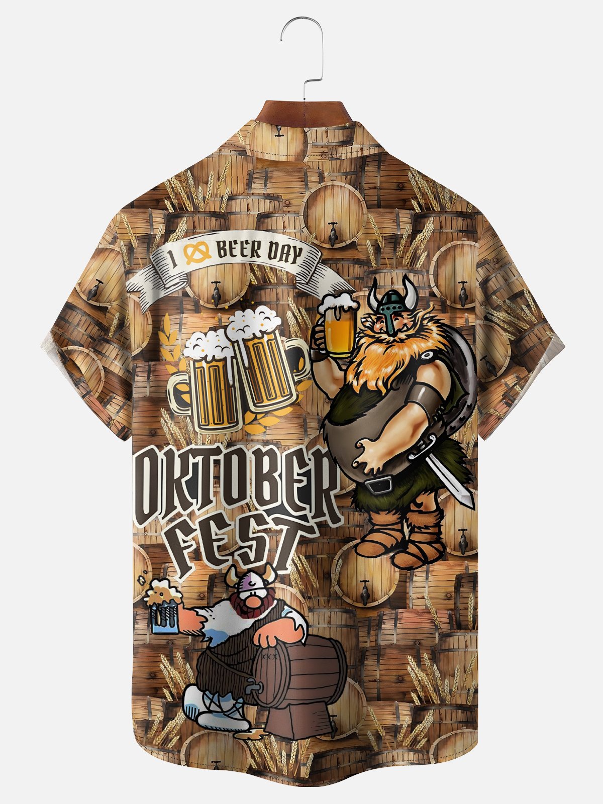 Moisture Wicking Oktoberfest Viking Chest Pocket Hawaiian Shirt