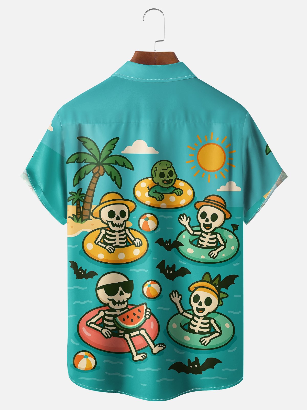 Moisture-wicking Halloween Skull Chest Pocket Casual Shirt