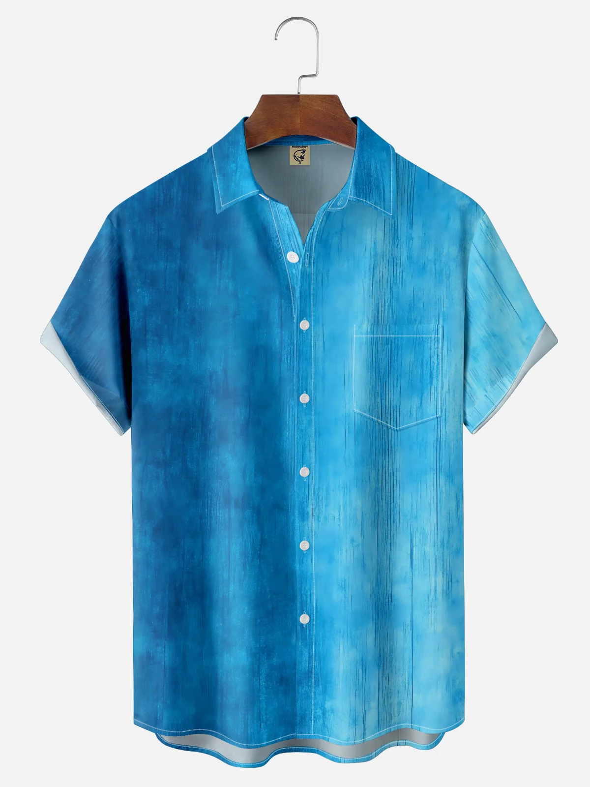 Moisture-wicking Gradient Color Chest Pocket Casual Shirt