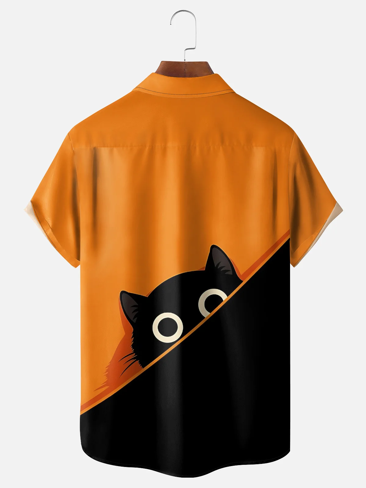 Moisture-wicking Halloween Cat Chest Pocket Casual Shirt