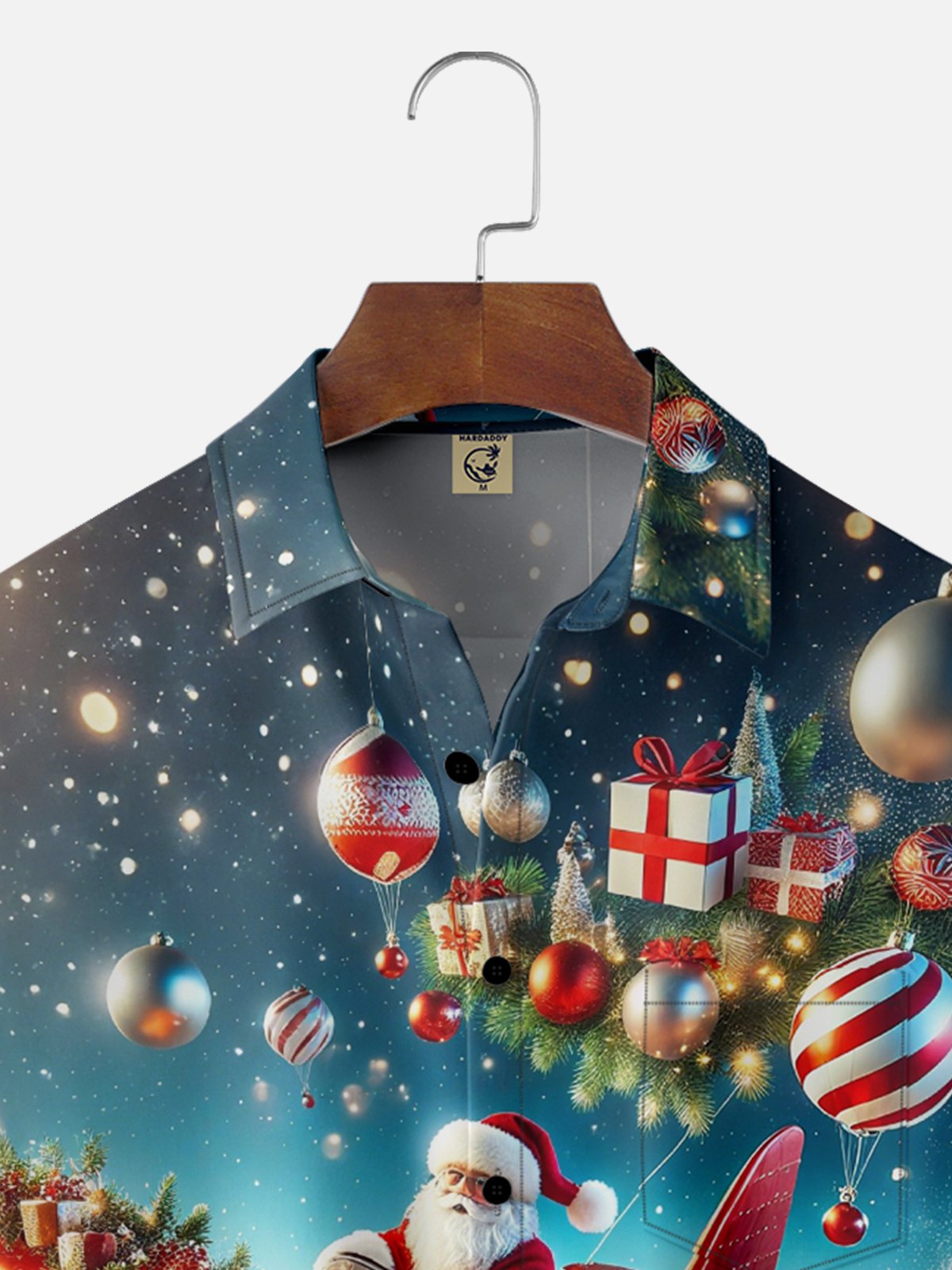 Moisture-wicking Christmas Santa Claus Chest Pocket Holiday Shirt