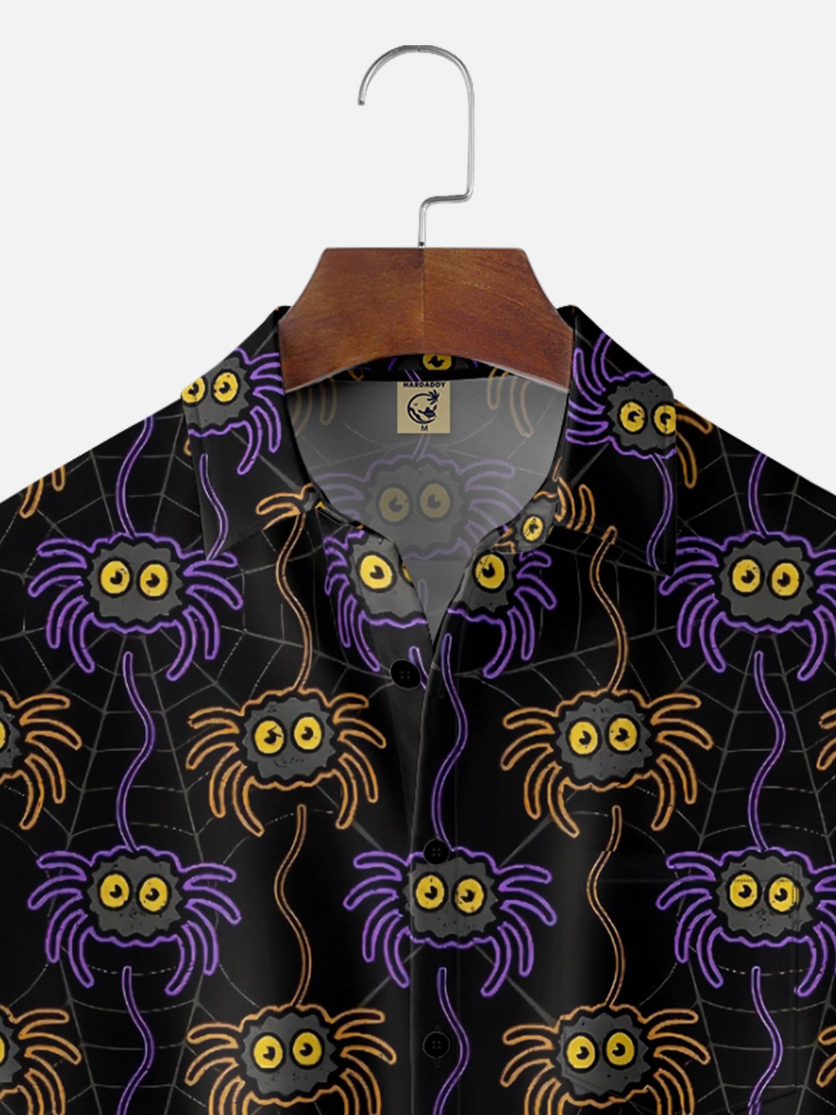 Moisture-wicking Halloween Spider Web Chest Pocket Casual Shirt