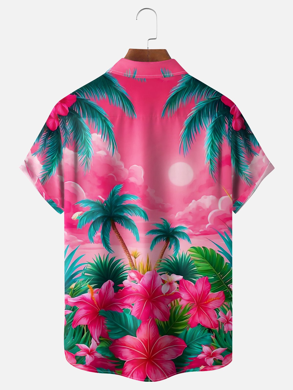 Moisture-wicking Palm Tree Chest Pocket Hawaiian Shirt