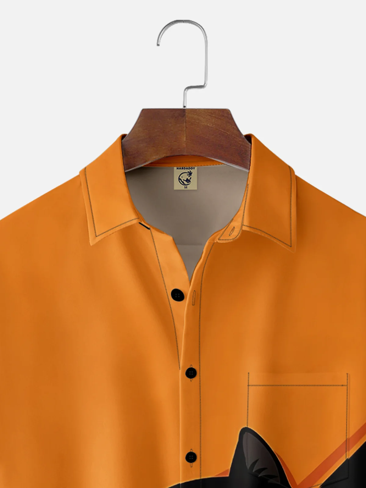 Moisture-wicking Halloween Cat Chest Pocket Casual Shirt