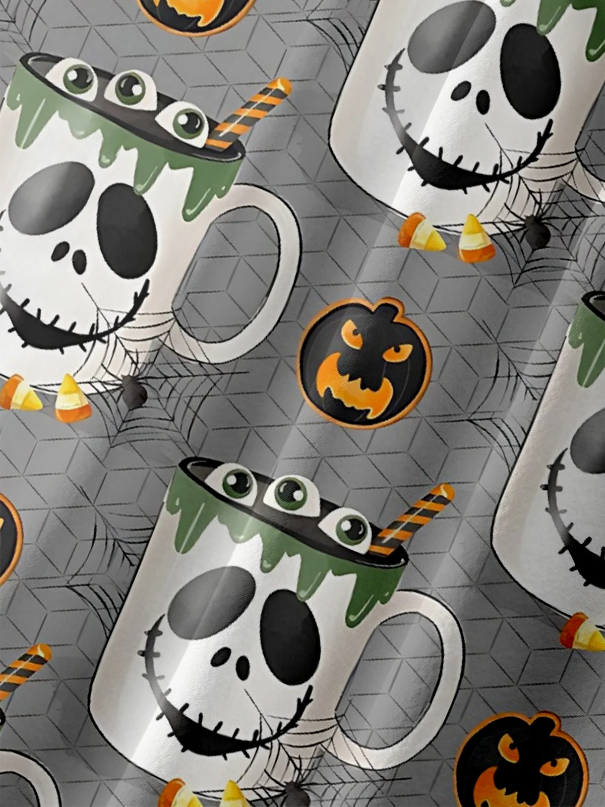 Moisture Wicking Halloween Pumpkin Ghost Chest Pocket Hawaiian Shirt
