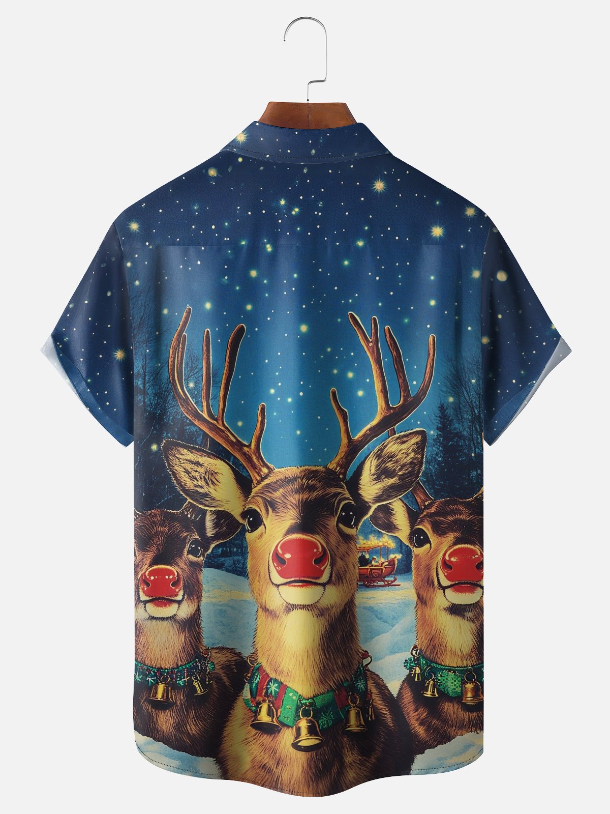 Moisture-wicking Red-nosed Reindeer Chest Pocket Holiday Shirt