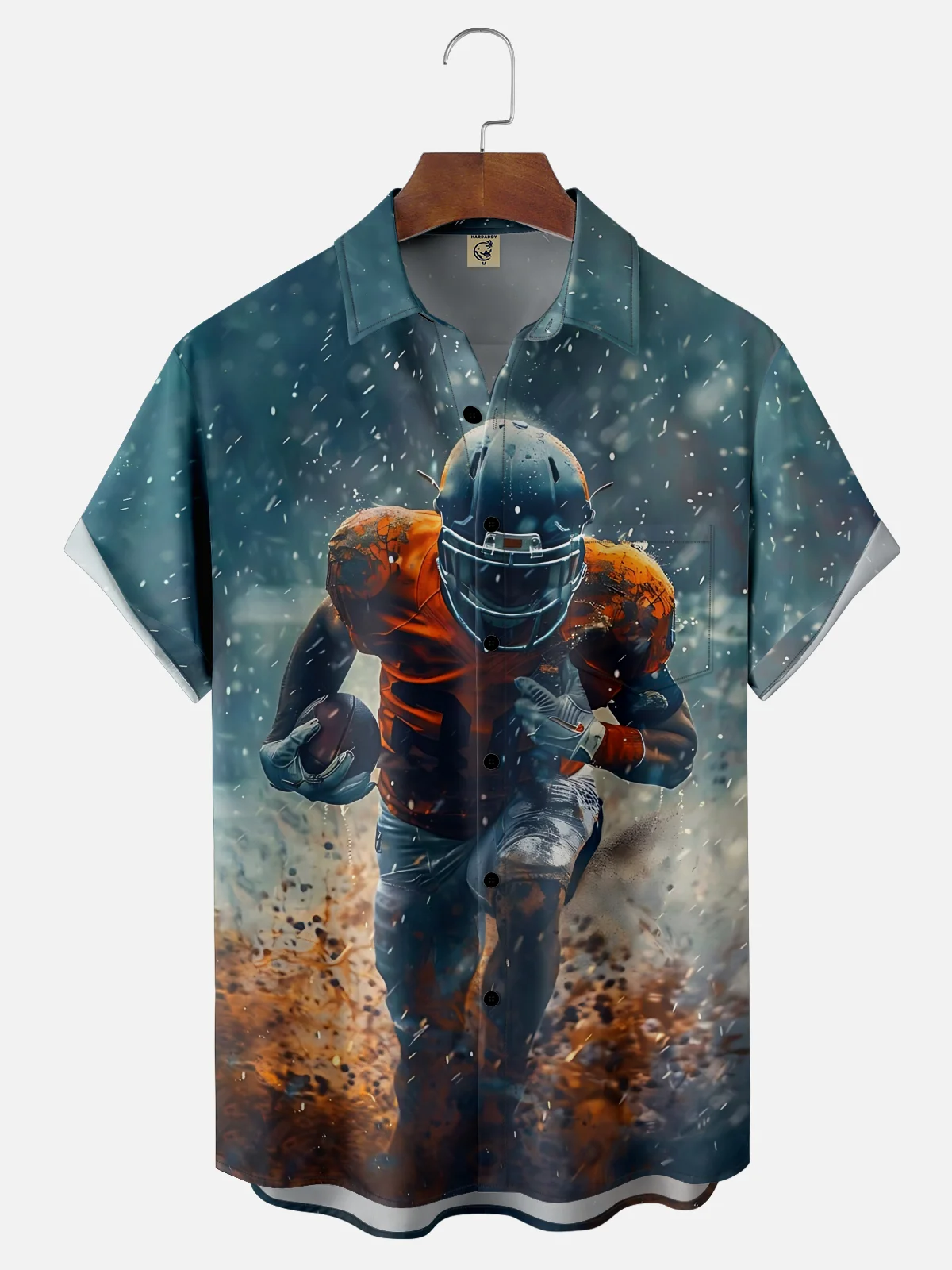 Moisture-wicking American Football Chest Pocket Casual Shirt