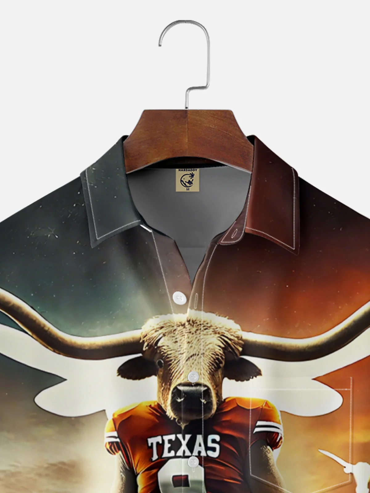 Moisture-wicking American Football Texas Art Longhorns Chest Pocket Casual Shirt