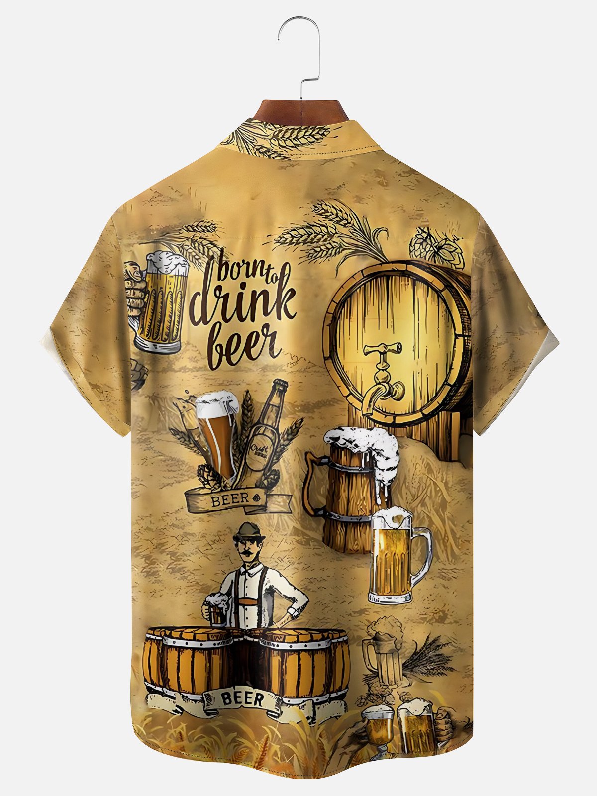 Moisture Wicking Oktoberfest Bartender Chest Pocket Hawaiian Shirt