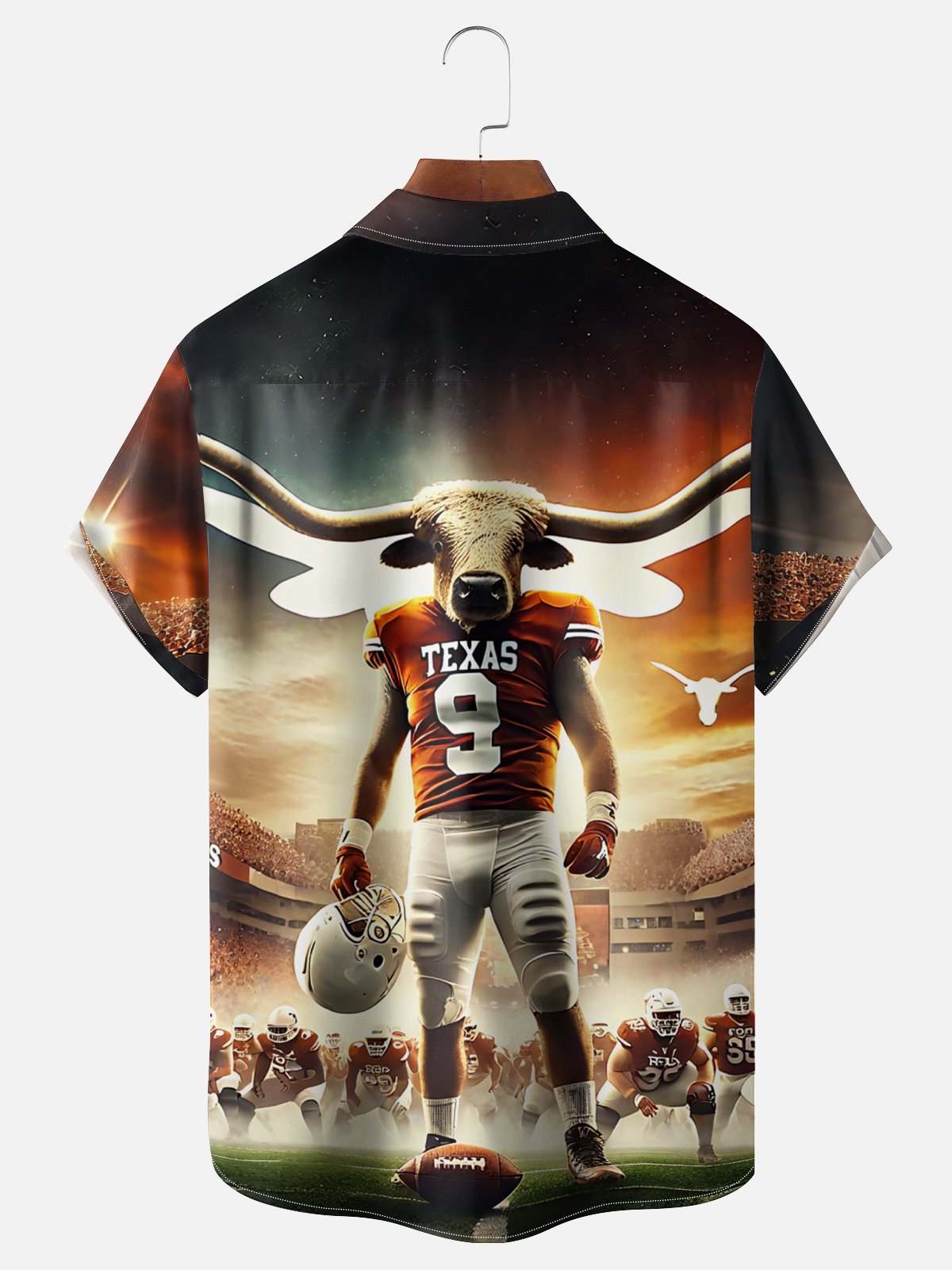 Moisture-wicking American Football Texas Art Longhorns Chest Pocket Casual Shirt