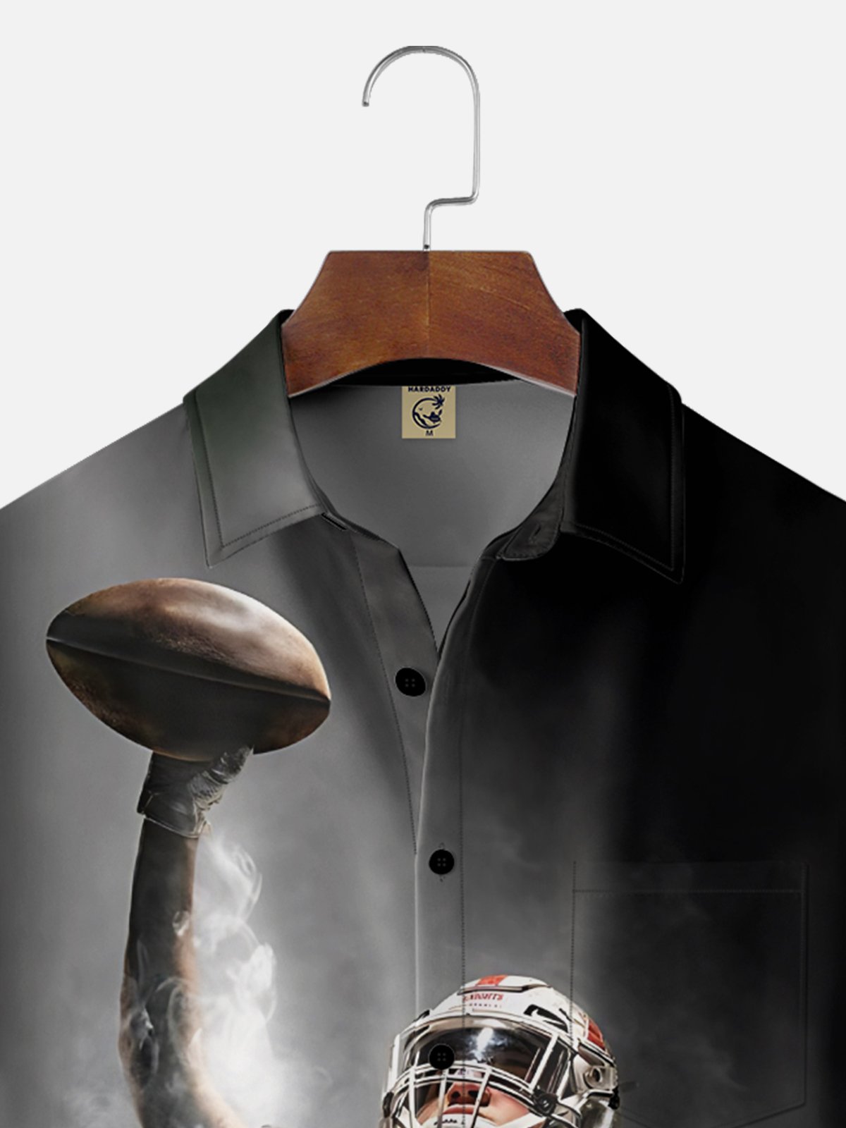 Moisture-wicking American Football Chest Pocket Casual Shirt