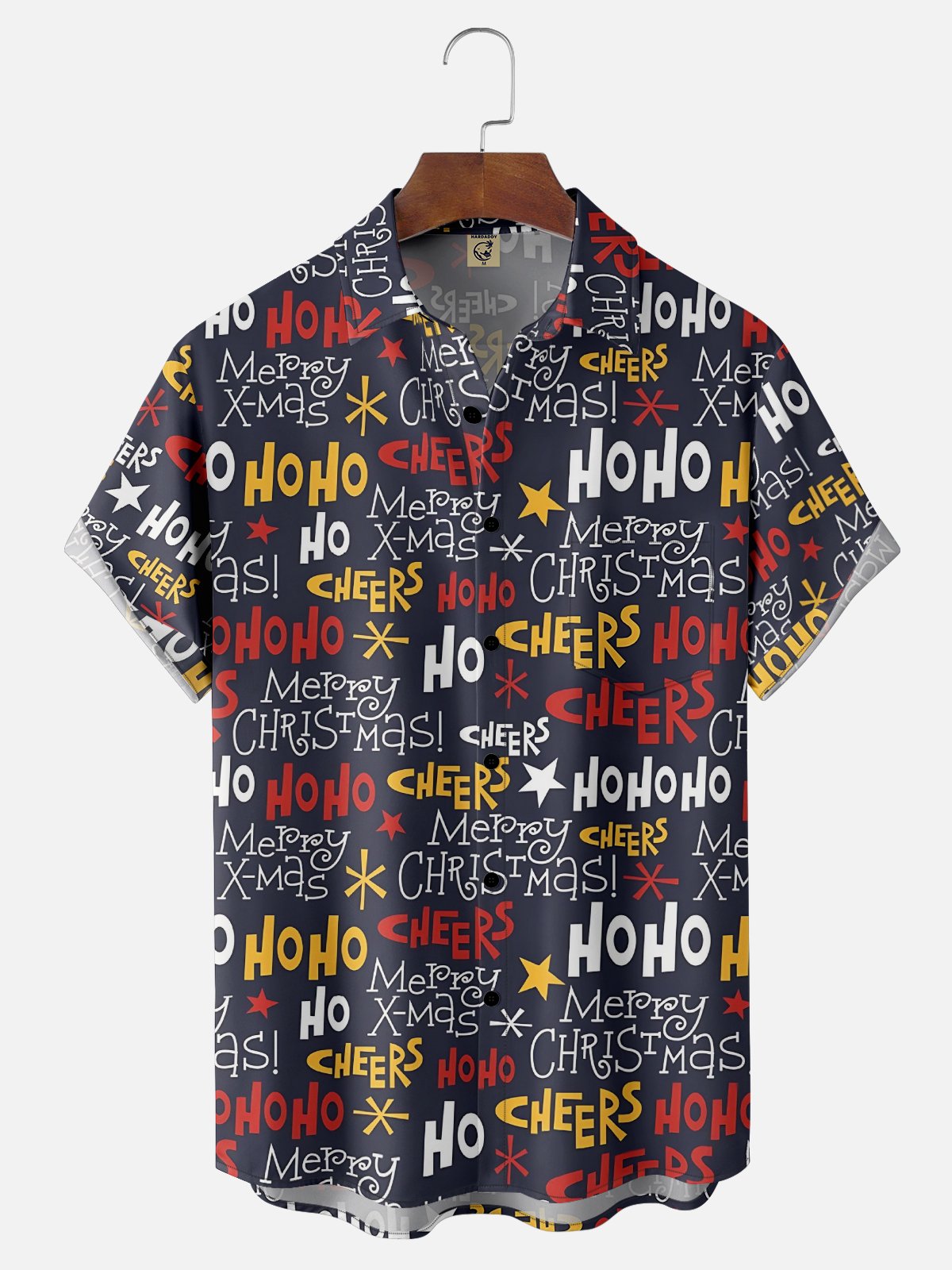 Moisture Wicking Christmas Chest Pocket Hawaiian Shirt