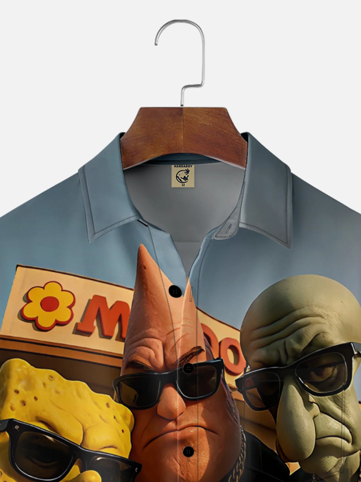 Moisture-wicking Fun Cartoon Art Chest Pocket Casual Shirt
