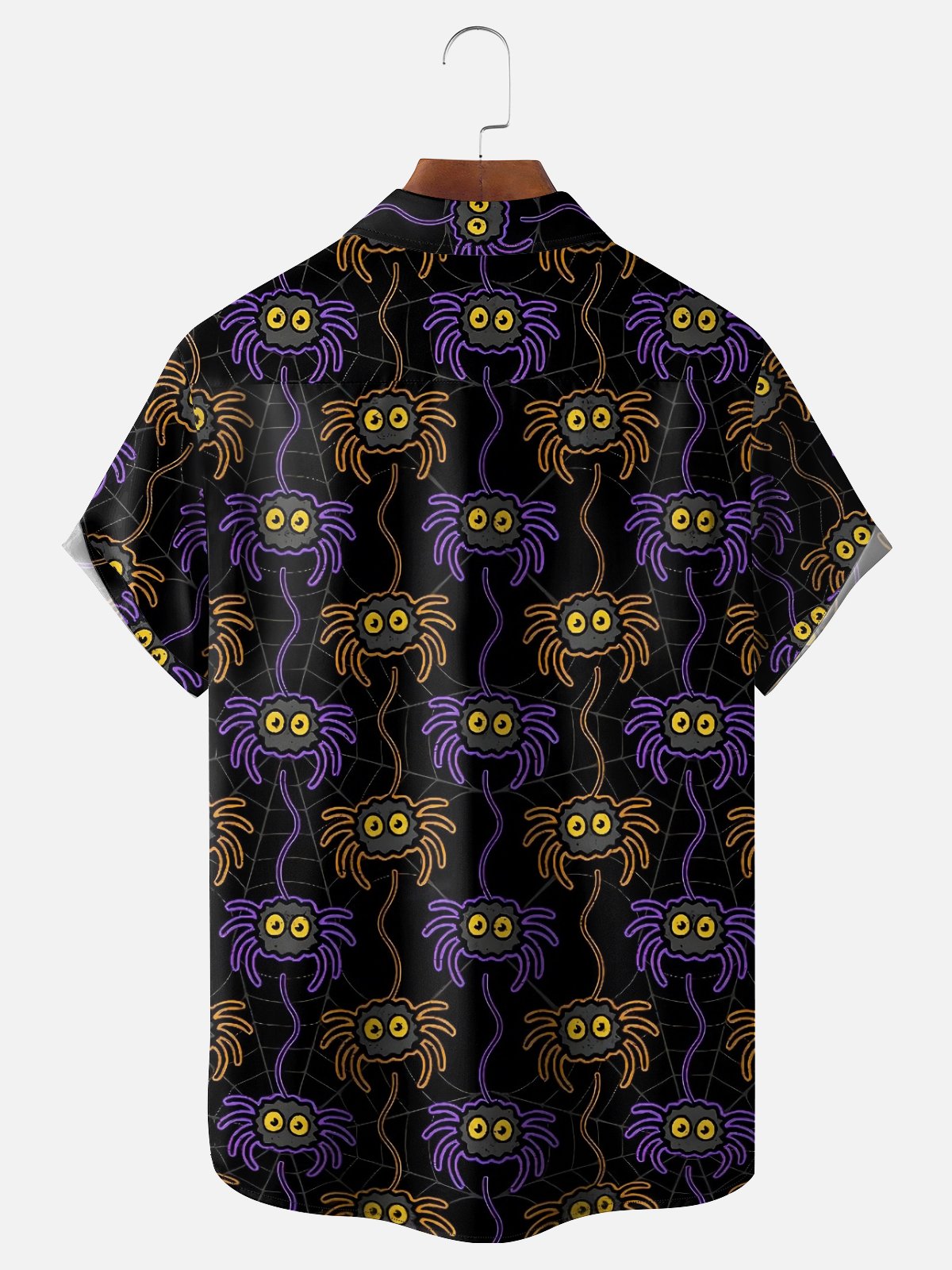 Moisture-wicking Halloween Spider Web Chest Pocket Casual Shirt